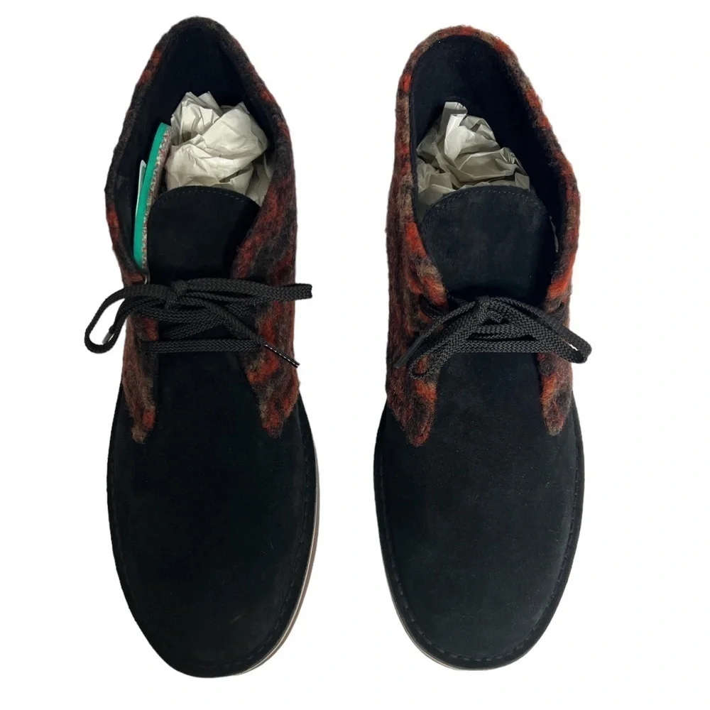 Clarks Men’s Buchacre 3 Chukka Boots Black Leather Wool